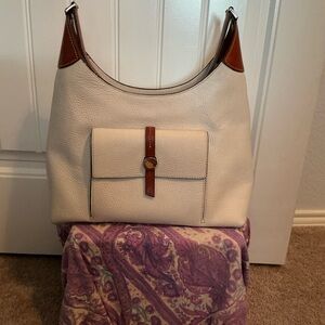 Dooney & Bourke Cream and Brown Hobo Bag
